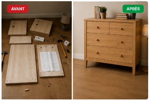 Montage meuble avant après Prentissimo
